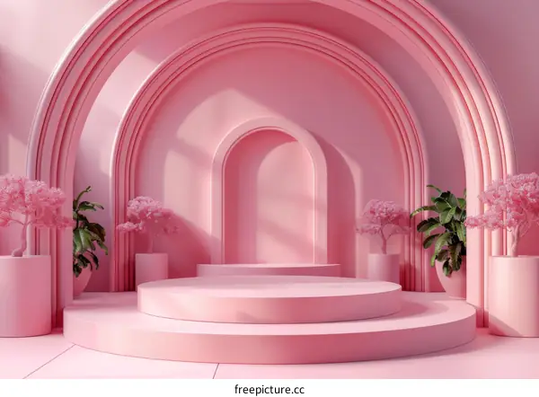 Pink Archway Podium Display Background