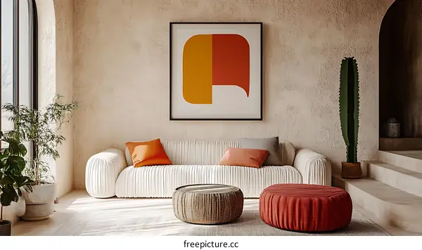 Modern Living Room Interior Design with Abstract Art