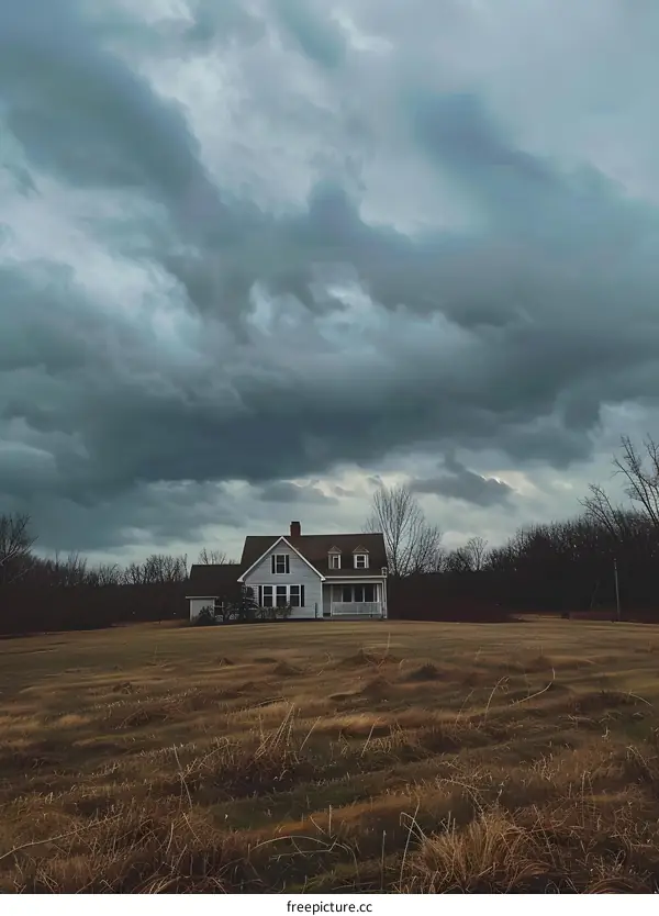 White House with Dramatic Storm Clouds