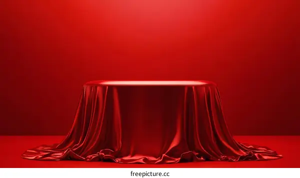Red Silk Fabric Tabletop Product Display