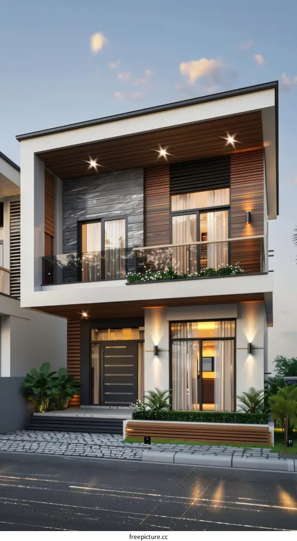 Modern Two-Story House Facade Design