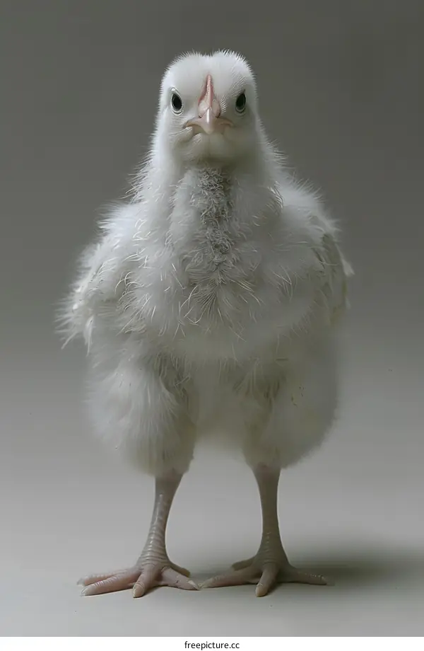 A white chicken standing on a white background