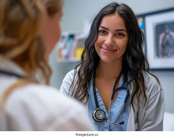 A female doctor is talking to a patient.