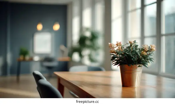 Modern Home Office Interior Design with Plants