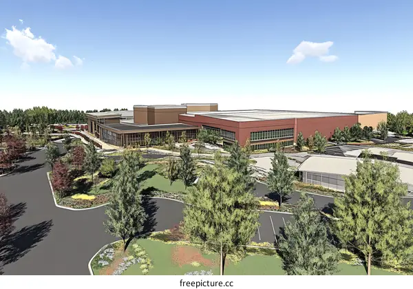 Modern School Building Architectural Design Sketch