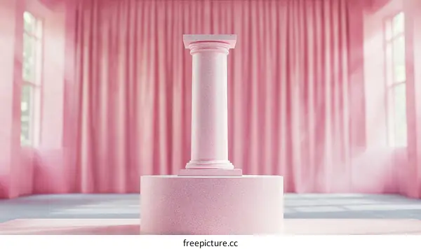 Pink Aesthetic Column on a Pedestal