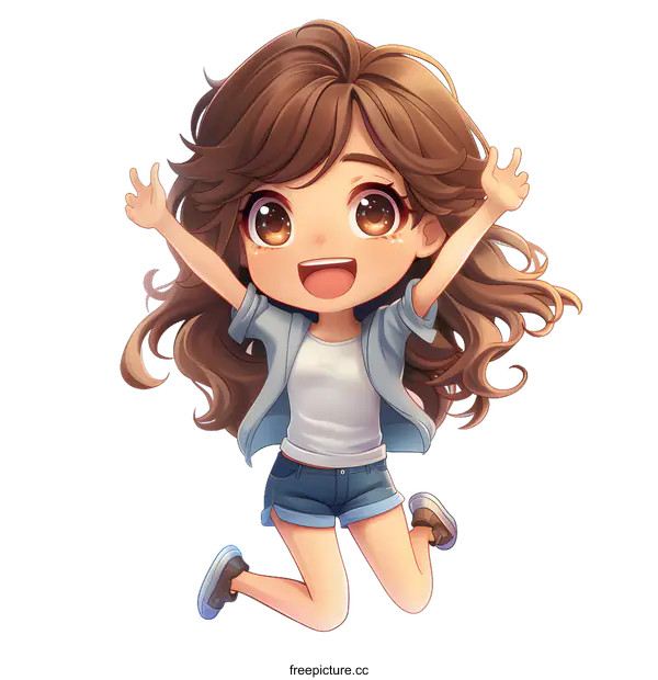 [Transparent Background PNG]Happy Jumping Girl Illustration
