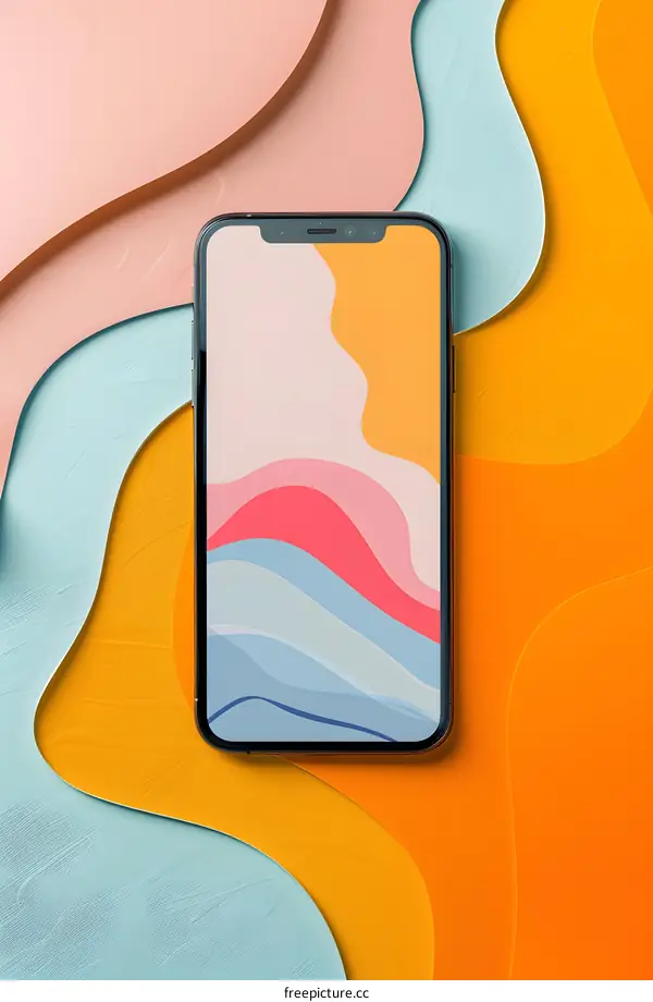 Modern Smartphone on Abstract Colorful Background
