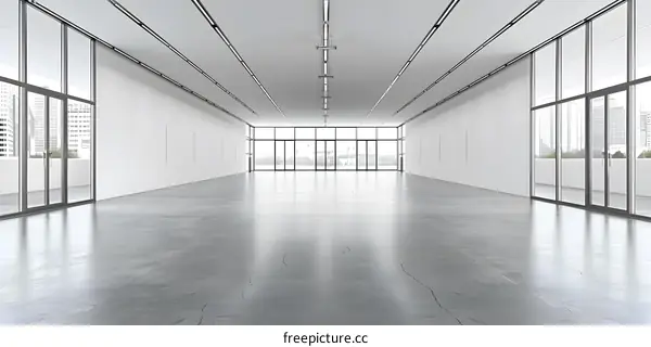 Empty Modern Room Interior Design With City View