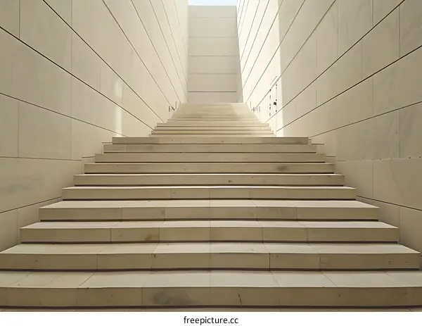 White Stone Staircase in Modern Architecture Building