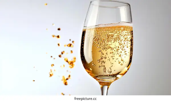 Sparkling Wine Glass with Champagne Bubbles