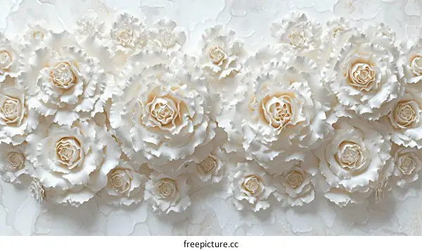 White roses in full bloom