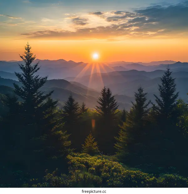 The sun rises over the mountains