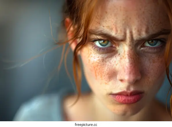 Close-up Portrait of an Angry Woman