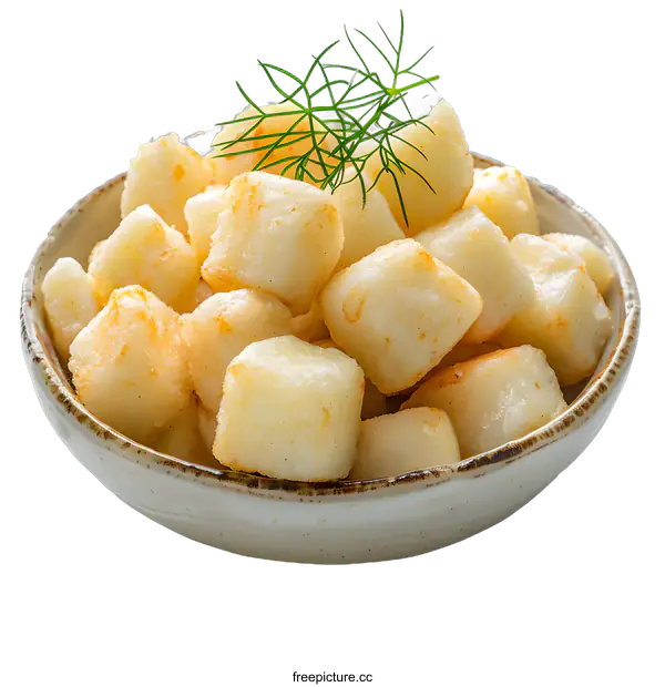 [Transparent Background PNG]Bowl of Roasted Potato Pieces