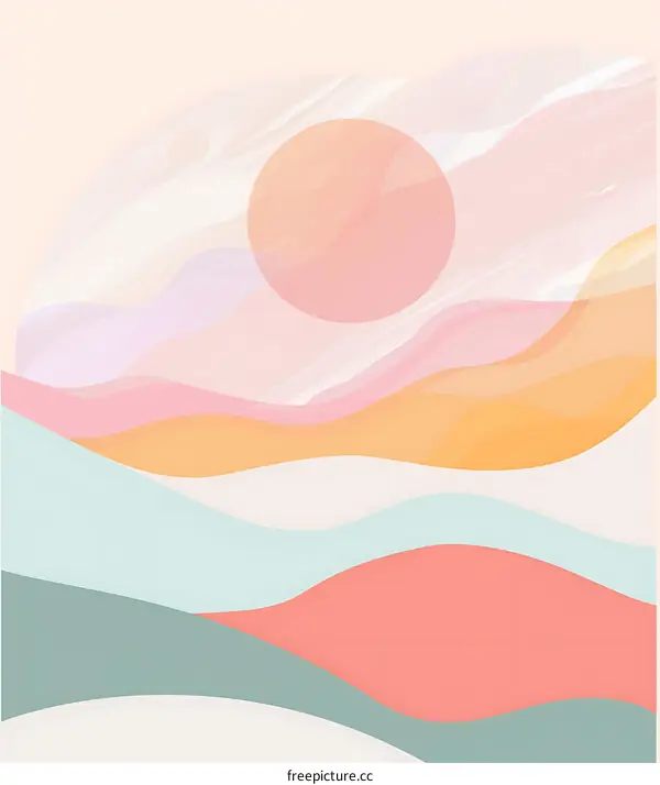 Abstract Landscape With Sun And Pastel Colors