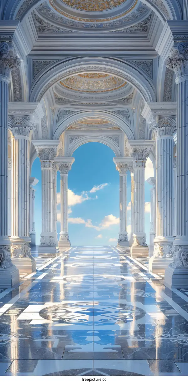 Majestic Ancient Columns Skyway Illustration