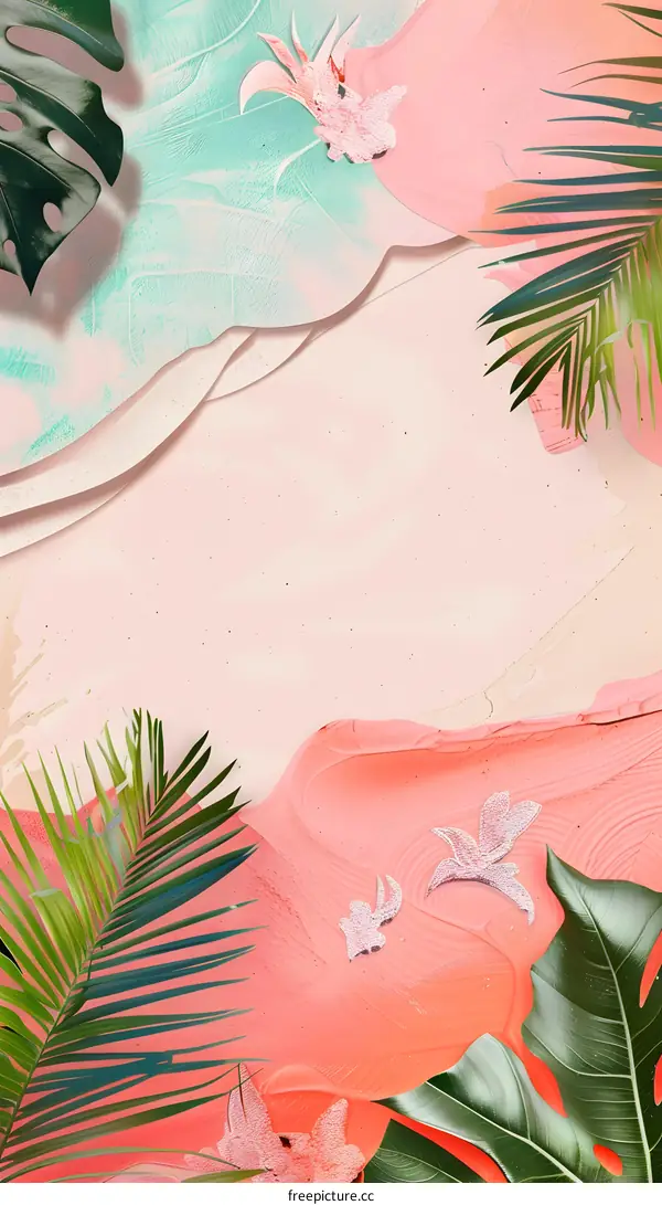 Tropical Abstract Illustration with Pink and Green Color