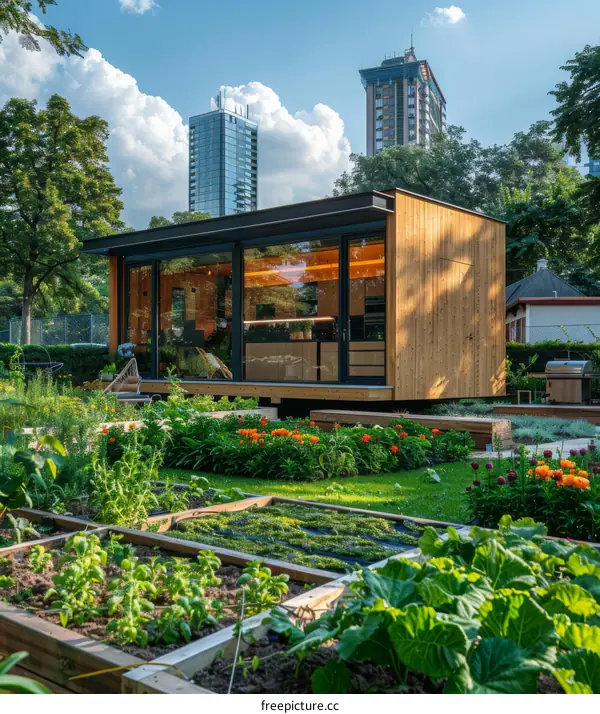 Modern Tiny Home with Lush Garden in Urban Setting