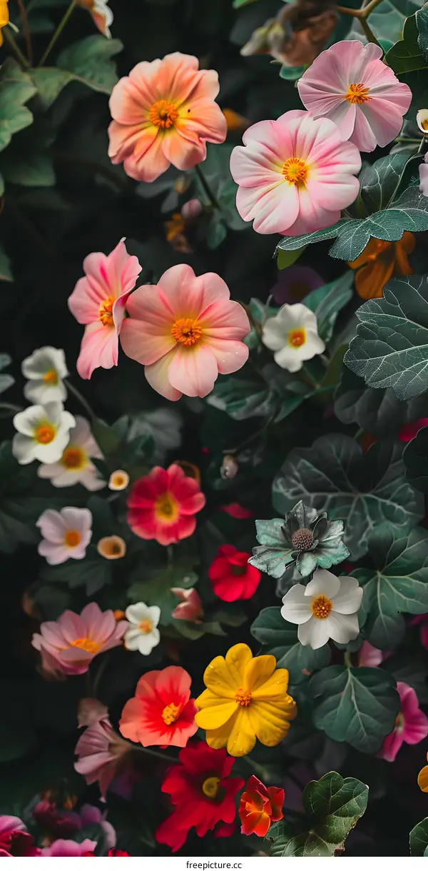 Colorful Flowers Blooming in Garden