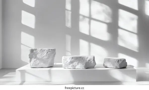 Minimalist White Stone Display Platforms