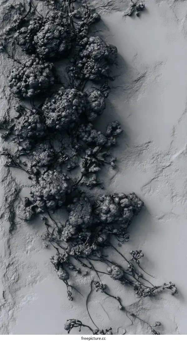 Abstract Gray Plant Structure Illustration