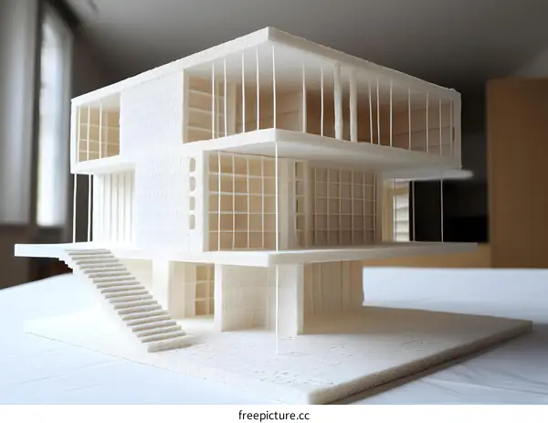 Modern Architecture House Model Made With String