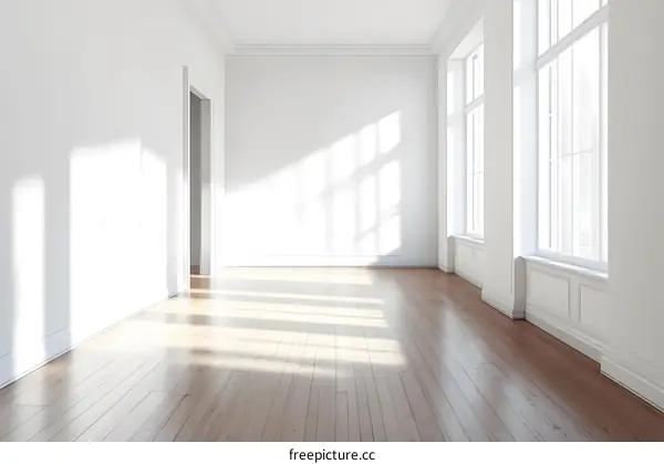 Empty Room With Wooden Floor and White Walls