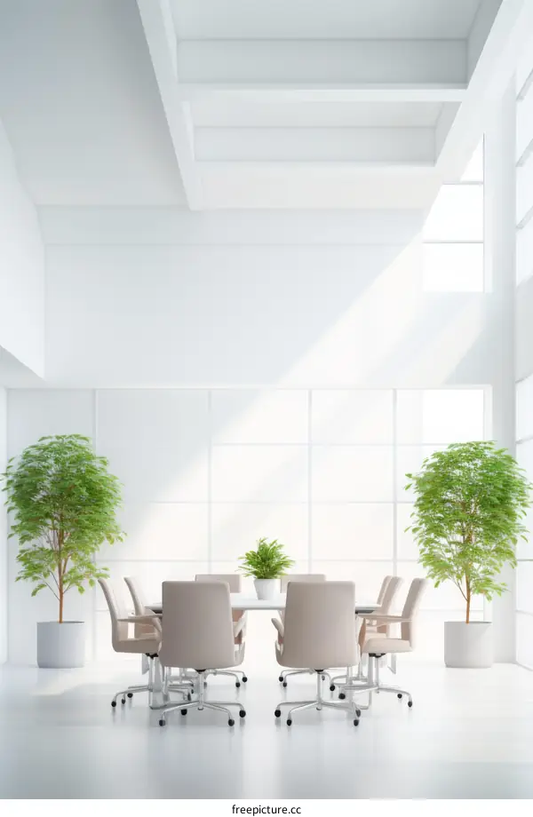 Modern Office With Large Windows, Interior Design