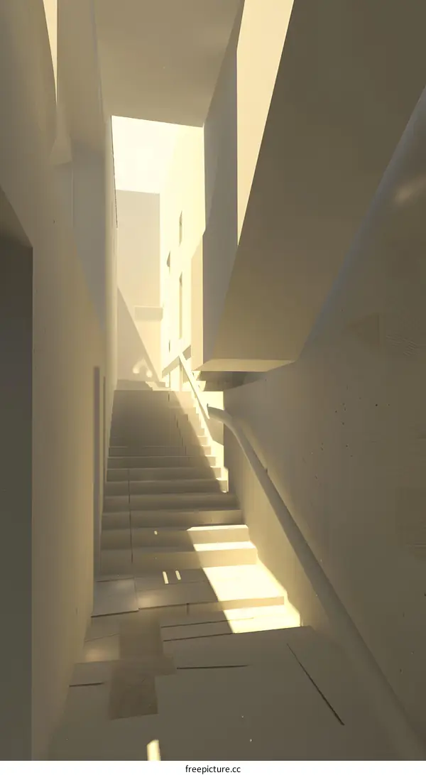 Minimalist Concrete Staircase with Sunlight