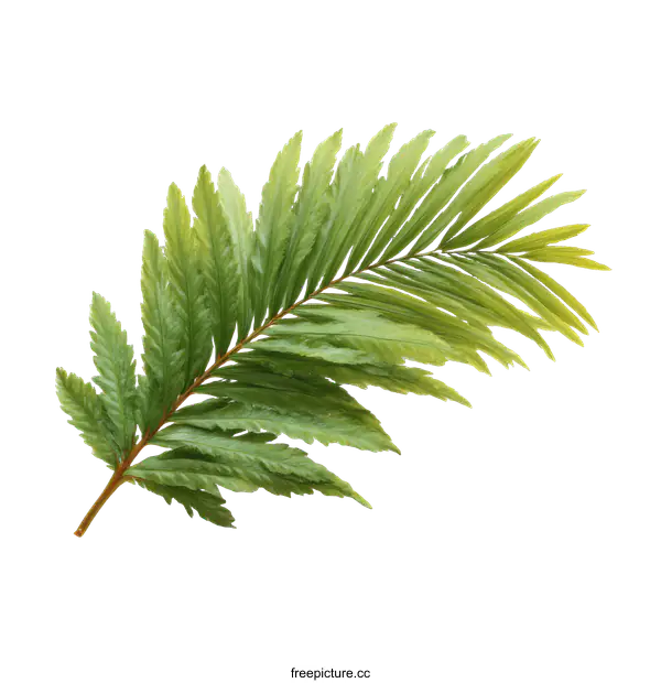 [Transparent Background PNG]Green Palm Leaf Against White Background