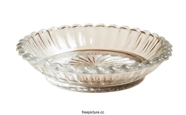 [Transparent Background PNG]Clear Glass Decorative Dish with Ornate Rim