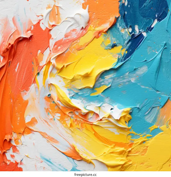 Colorful abstract painting with thick oil paint