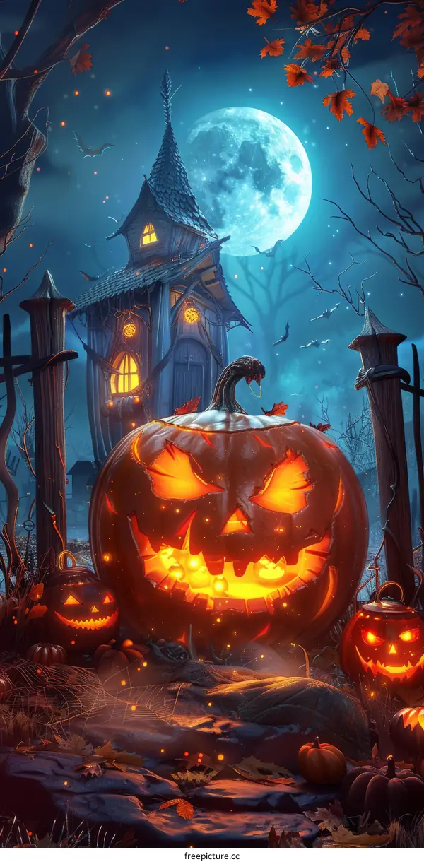 Spooky Halloween Pumpkin Illuminated