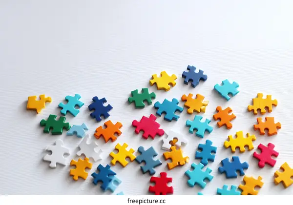 Colorful Puzzle Pieces on White Background