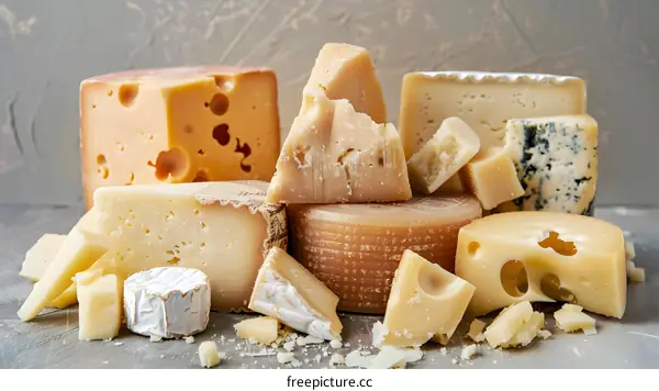 Assortment of Different Types of Cheese on a Table