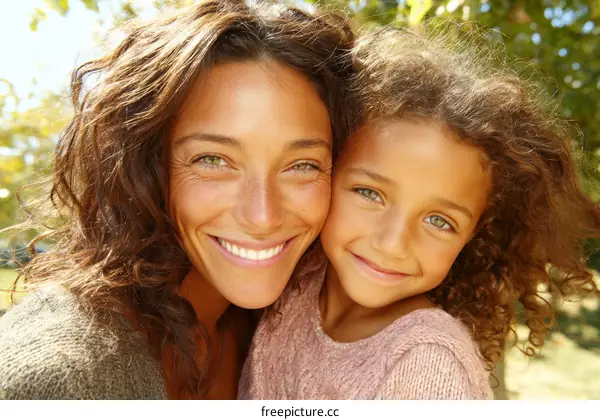 Mother and Daughter Outdoors Portrait