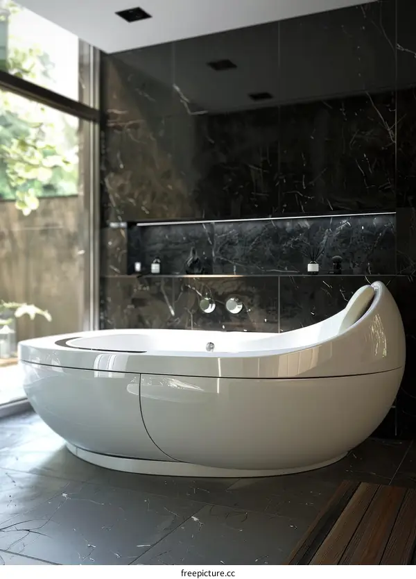 Modern Oval Bathtub in a Stylish Bathroom