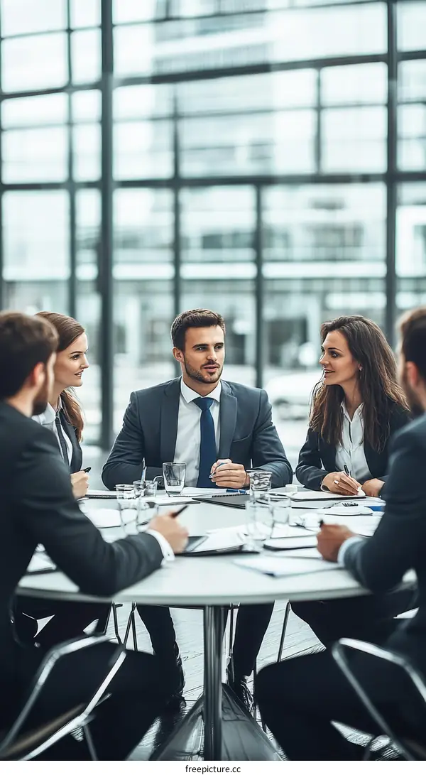 Business Meeting Around a Conference Table