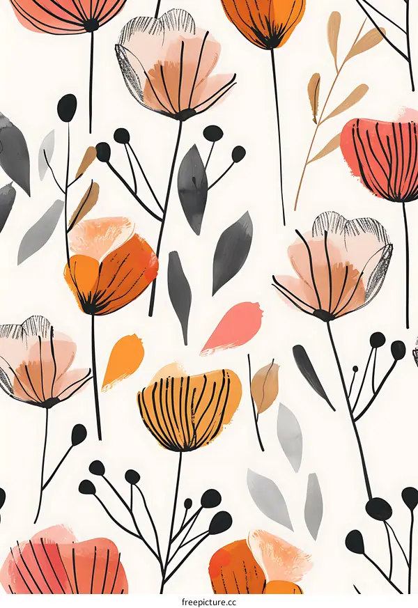 Abstract Floral Watercolor Painting Seamless Pattern