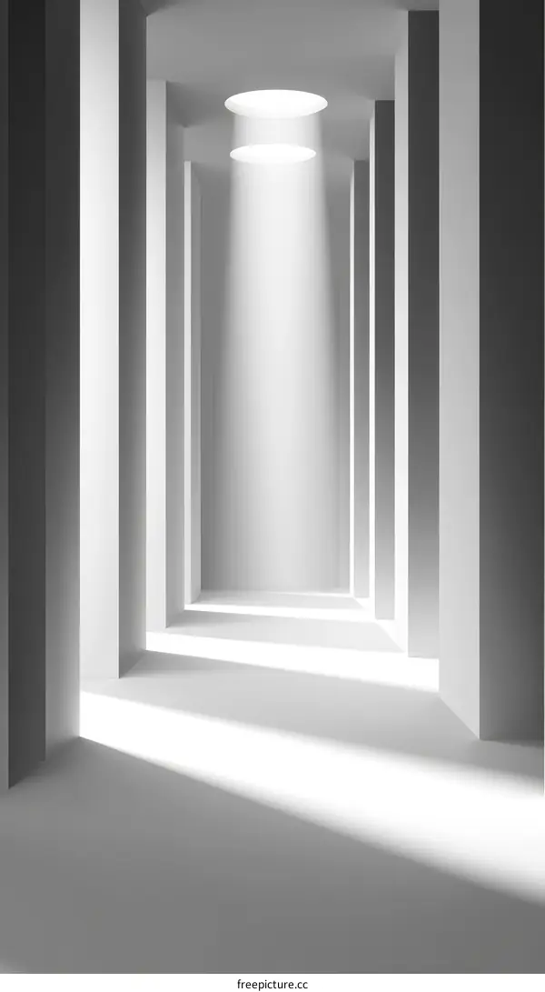Abstract Architectural Interior Hallway with Sunlight