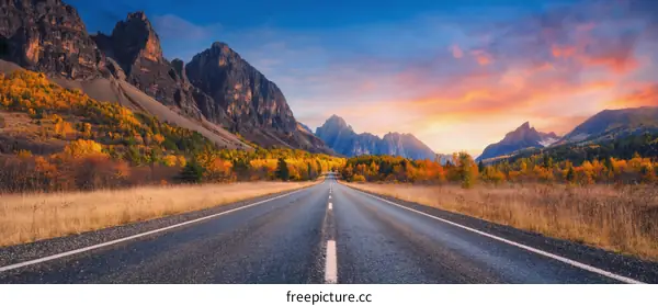 Autumn Mountain Road Scenic Landscape
