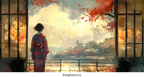 A Japanese-style building under the red leaves