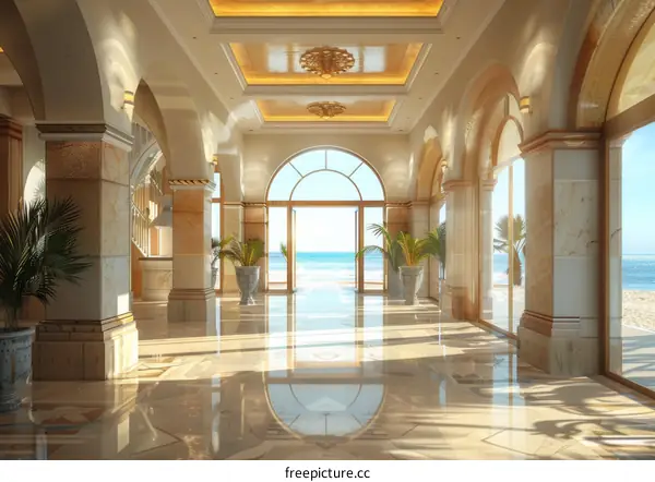 Luxury Beachfront Hotel Lobby Interior Design