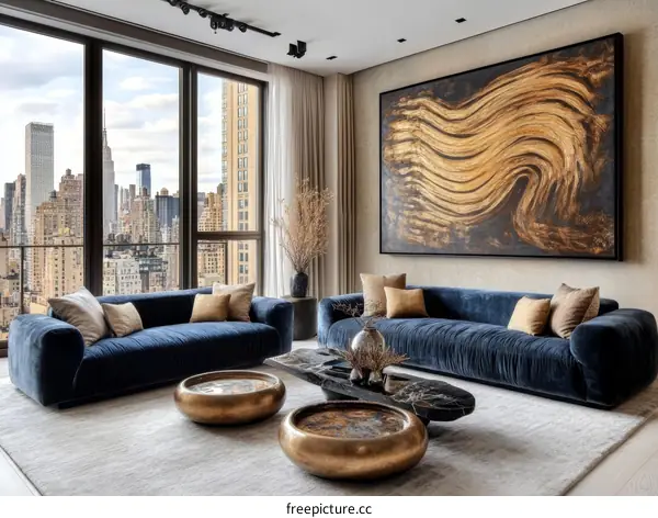 Modern Luxury Living Room with City View