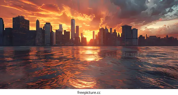 New York City Skyline Sunset