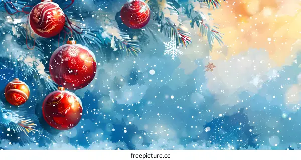 Christmas background with hanging red balls