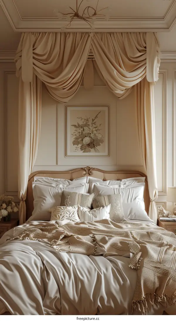 Elegant Beige Bedroom with Luxurious Bedding
