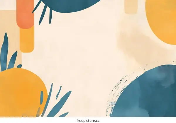 Abstract Art Background With Blue Yellow And Orange Shapes