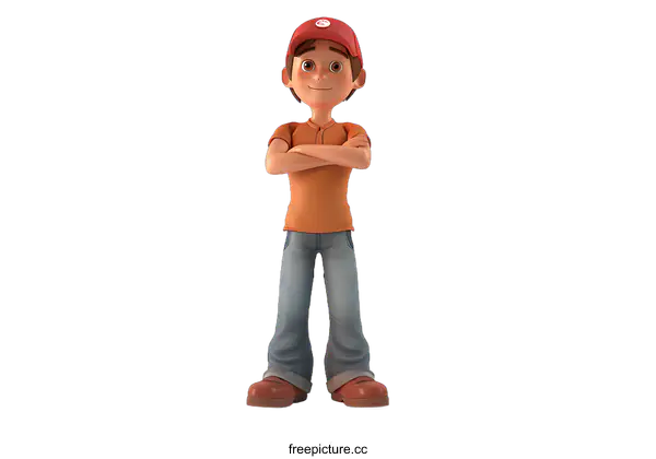 [Transparent Background PNG]3d rendering of a boy in a baseball cap